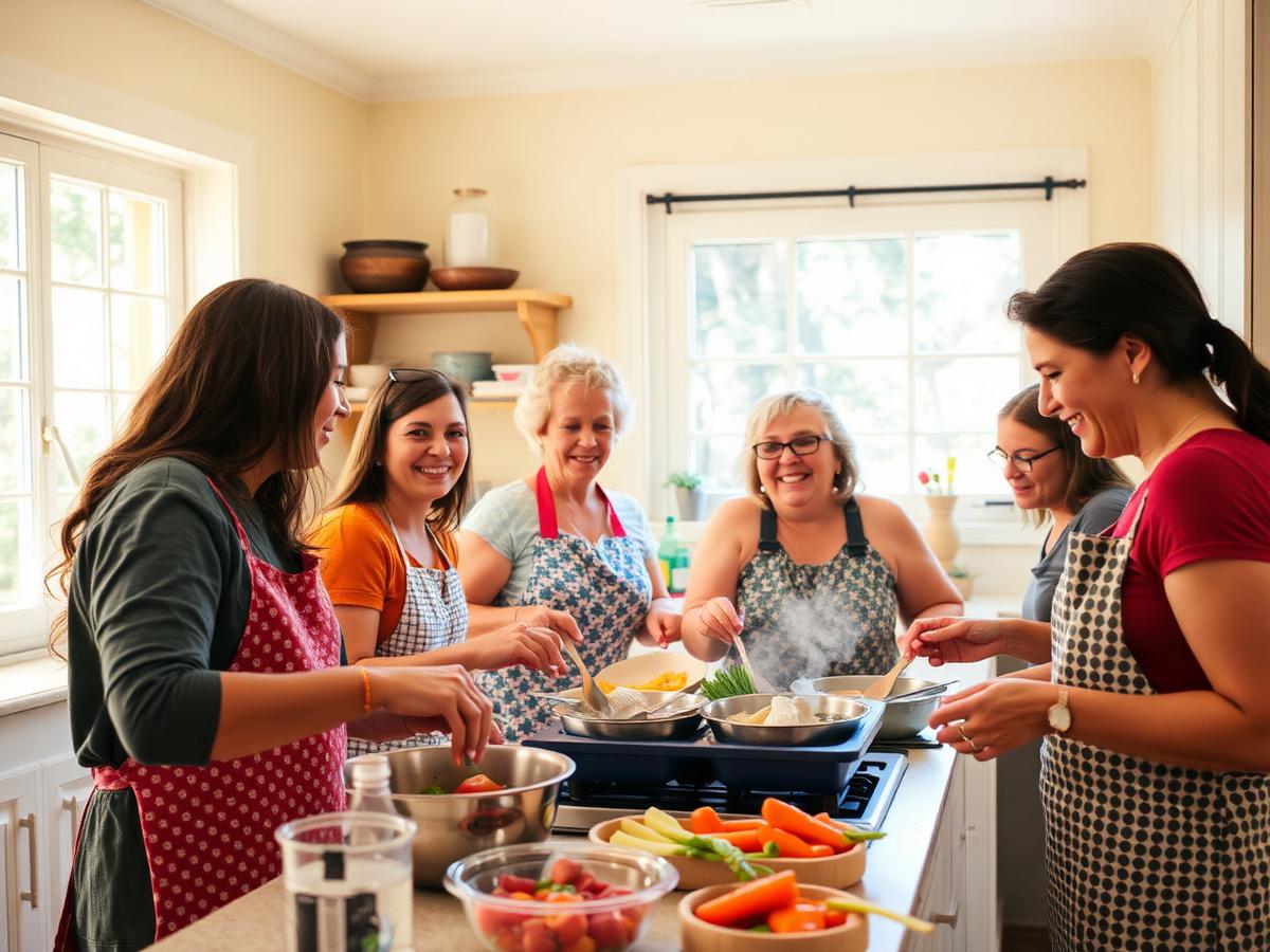 Group cooking class building everyday life skills